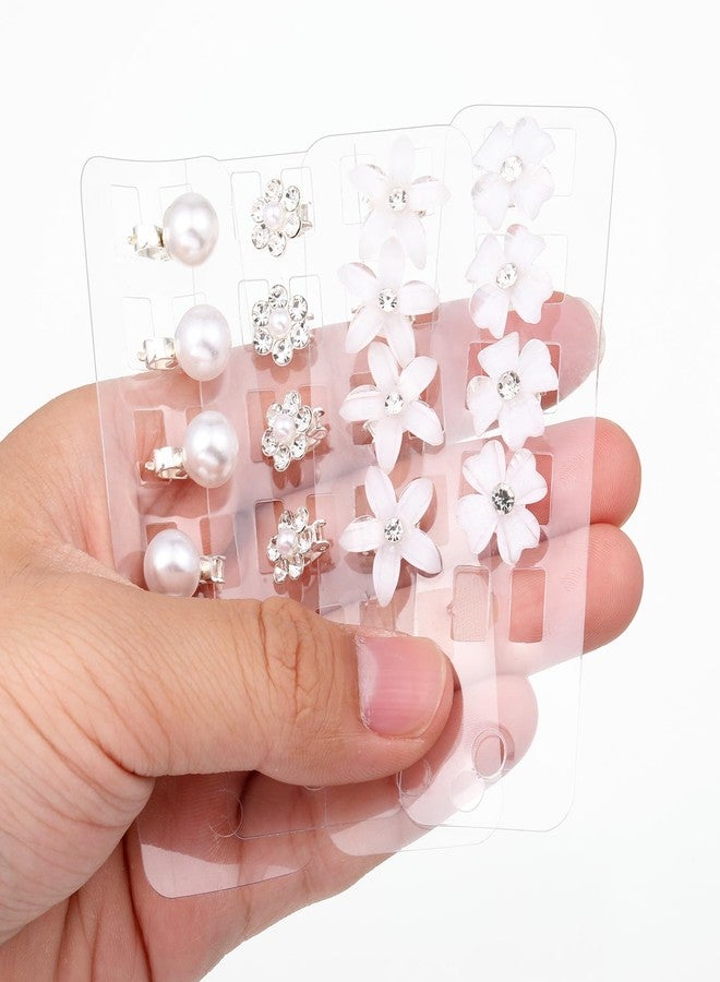 Qulkws 20Pcs Mini Rhinestone Hair Pins, White Flower Hair Clips, Mini Clips for Women Cute Small Flower Clip, Decorative Wedding Bridal - Image 5